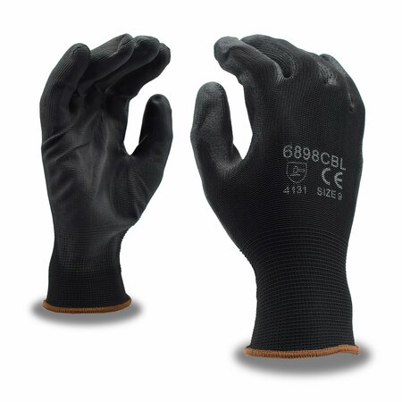 CORDOVA Polyurethane Coated Machine-Knit Gloves, Black, Polyester Shel, S, 12PK 6898CBS